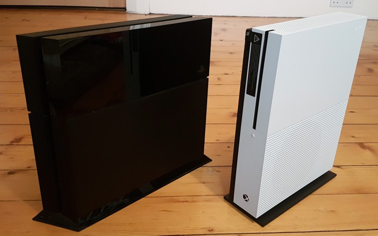 The PS4 is a little shorter than the Xbox One S, but Microsoft's console is smaller overall