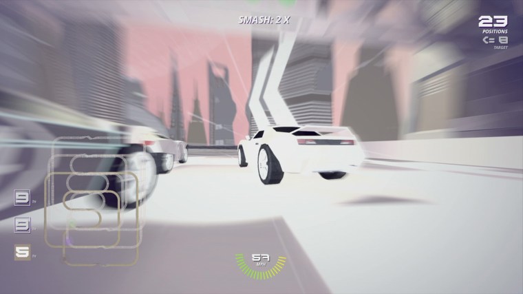 There are three viewpoints to choose from. In-car is the fastest and arguably most exhilarating but it's quite low down so it's hard to see when you're surrounded by other cars